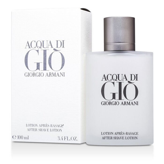 Acqua di Giò by Giorgio Armani after shave lotion with packaging on a white background