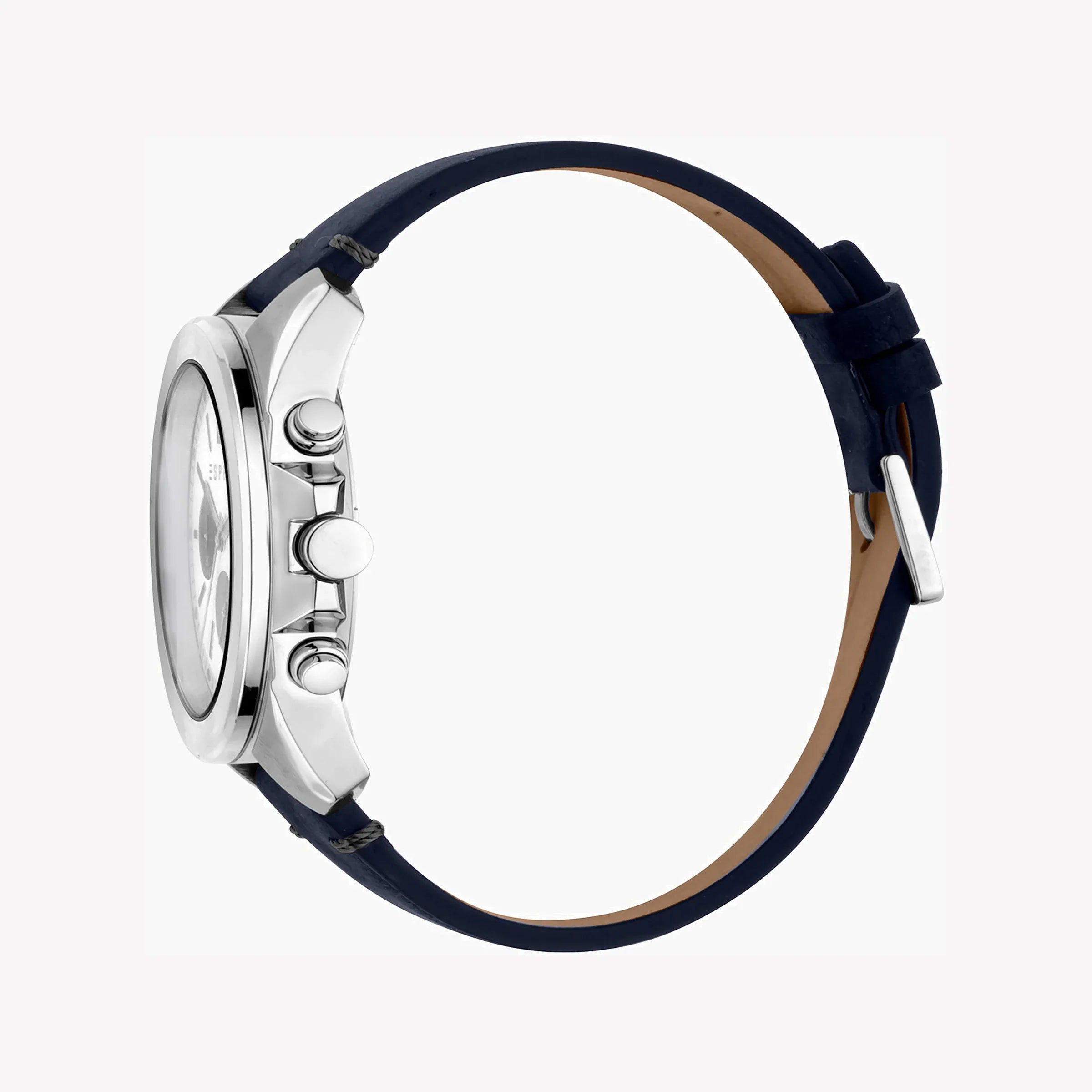 Esprit Men's Blue Leather Watch, Silver Dial | ES1G200M0025-1